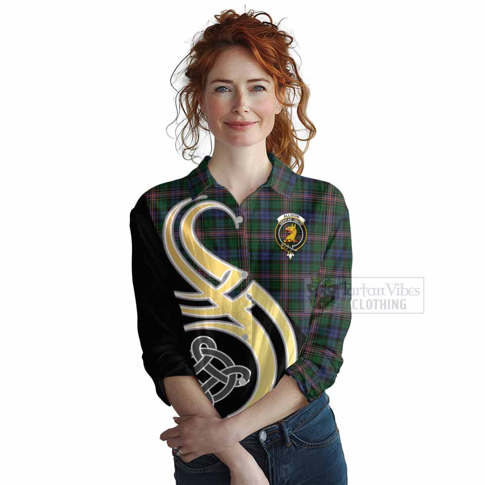 Tartan Vibes Clothing Allison Tartan Women's Casual Shirt with Family Crest and Celtic Symbol Style