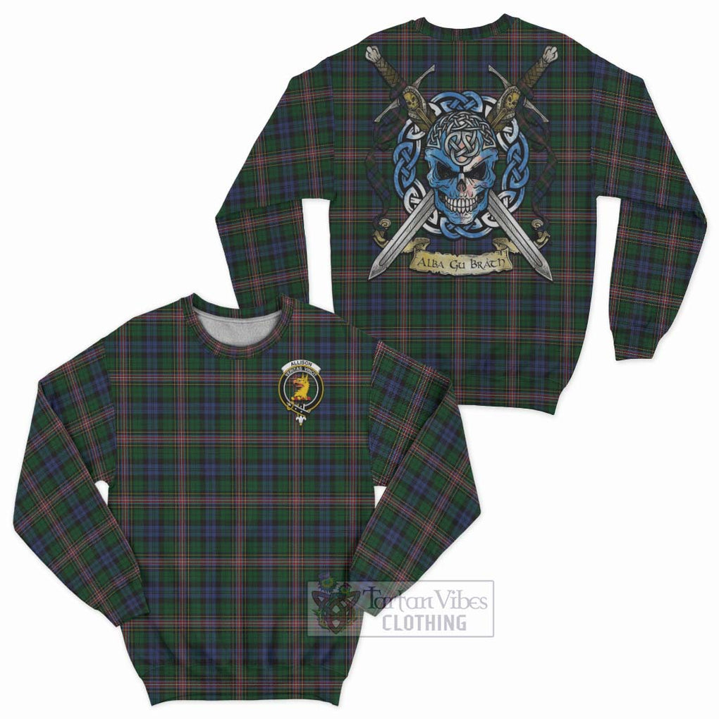 Tartan Vibes Clothing Allison Tartan Sweatshirt with Family Crest Celtic Skull Style