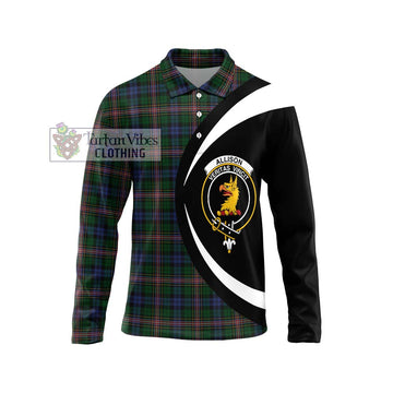 Allison Tartan Long Sleeve Polo Shirt with Family Crest Circle Style