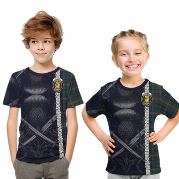 Allison Tartan Kid T-Shirt with Family Crest Cross Sword Thistle Celtic Vibes