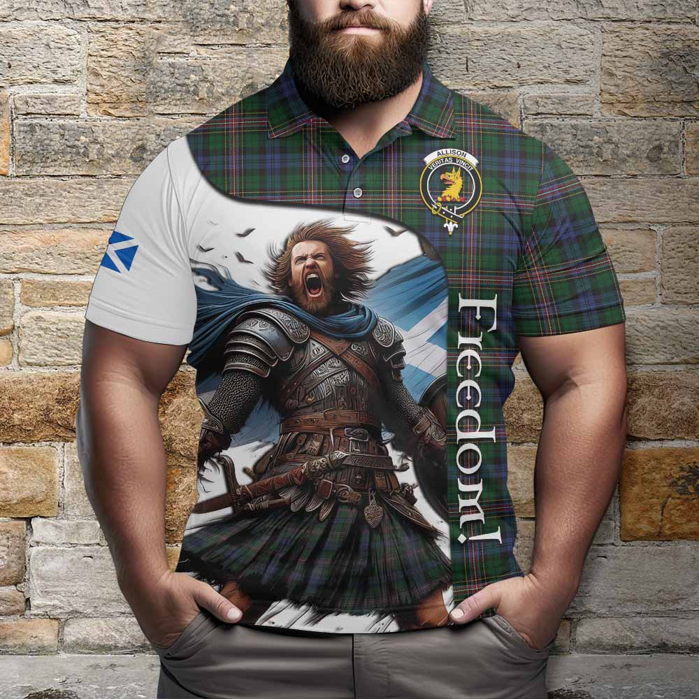 Tartan Vibes Clothing Allison Crest Tartan Polo Shirt Inspired by the Freedom of Scottish Warrior