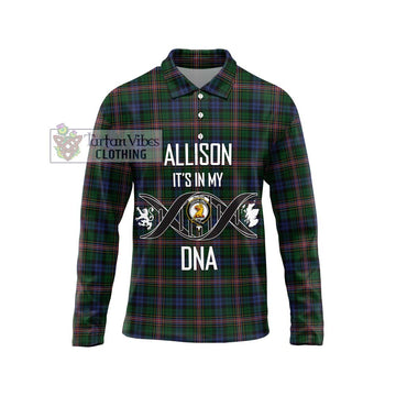 Allison Tartan Long Sleeve Polo Shirt with Family Crest DNA In Me Style