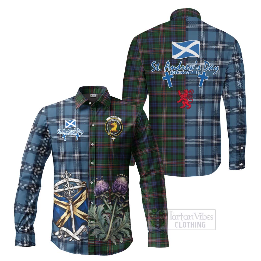 Tartan Vibes Clothing Allison Tartan Long Sleeve Button Shirt Happy St. Andrew's Day Half Tartan Style