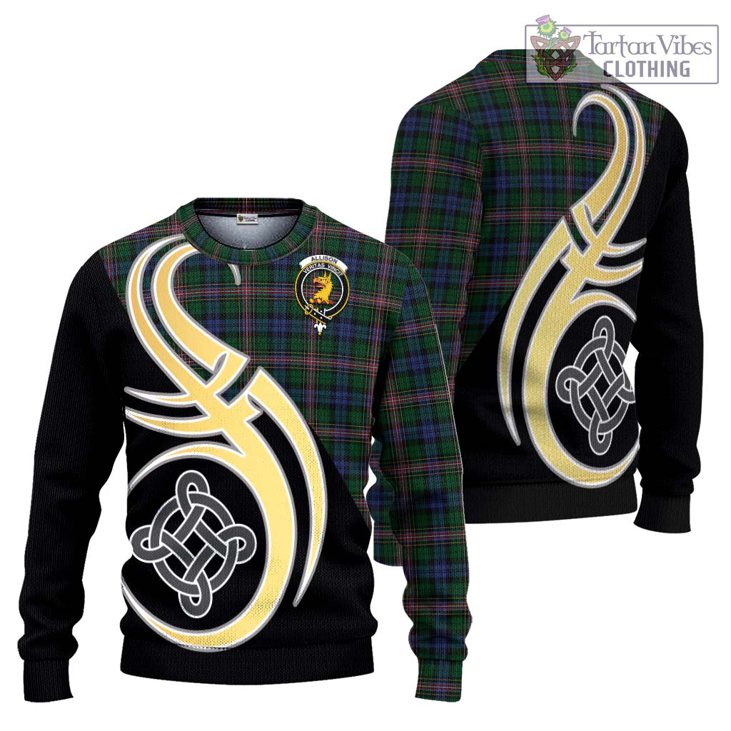 Allison Tartan Knitted Sweater with Family Crest and Celtic Symbol Style Unisex - Tartan Vibes Clothing