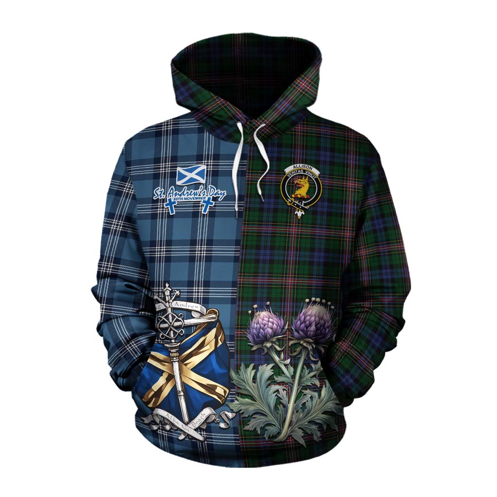 Tartan Vibes Clothing Allison Tartan Cotton Hoodie Happy St. Andrew's Day Half Tartan Style