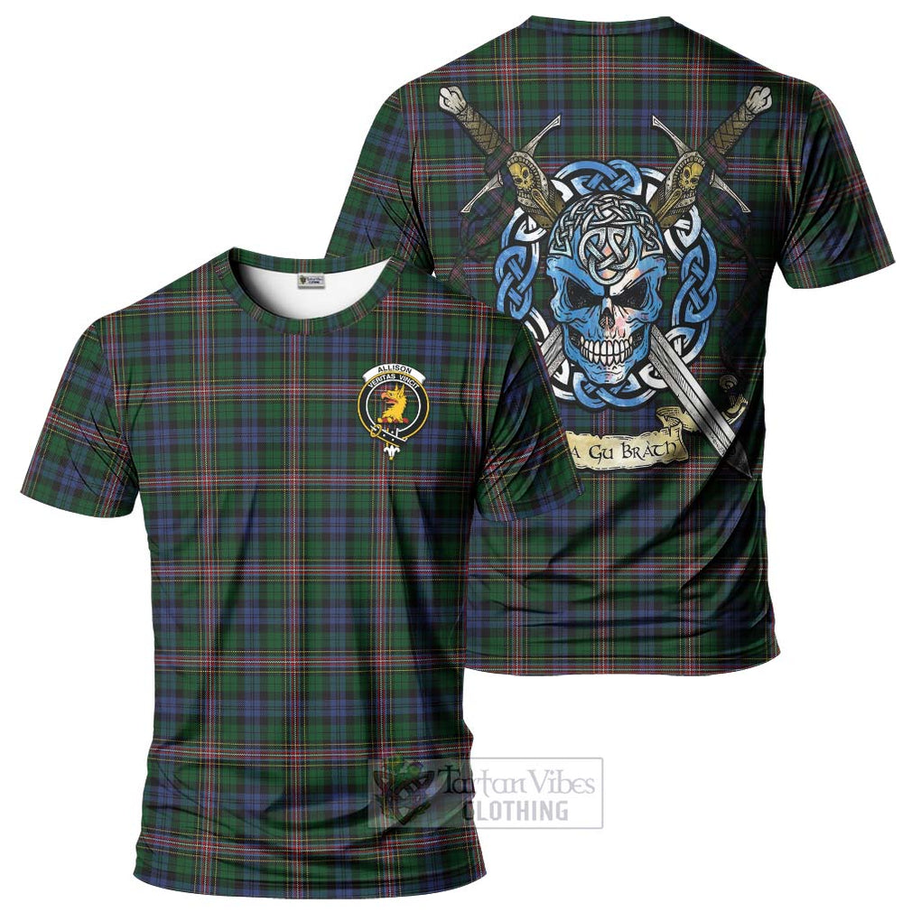 Tartan Vibes Clothing Allison Tartan T-Shirt with Family Crest Celtic Skull Style