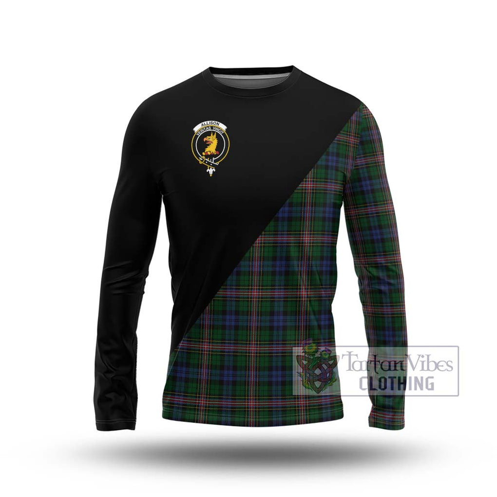 Allison Tartan Long Sleeve T-Shirt with Family Crest and Military Logo Style Unisex - Tartanvibesclothing Shop