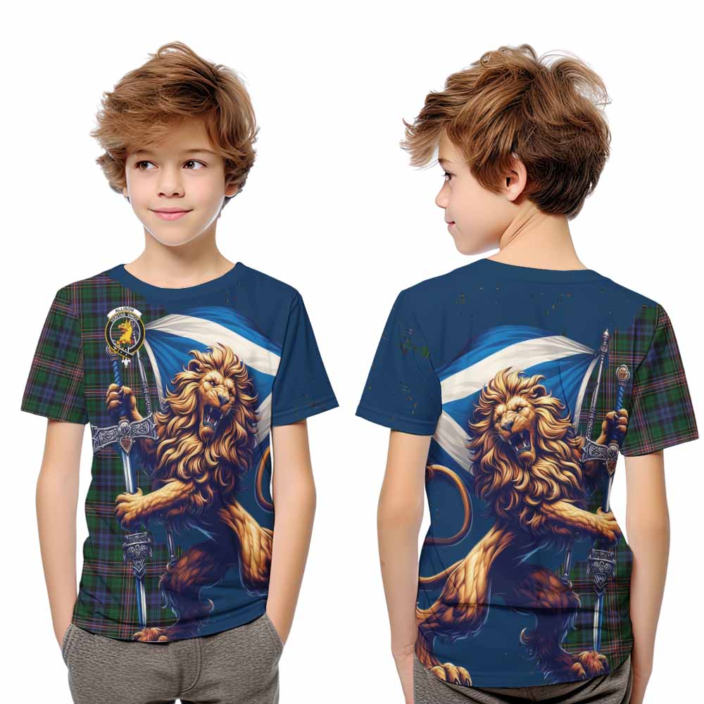 Tartan Vibes Clothing Allison Tartan Family Crest Kid T-Shirt with Scottish Majestic Lion