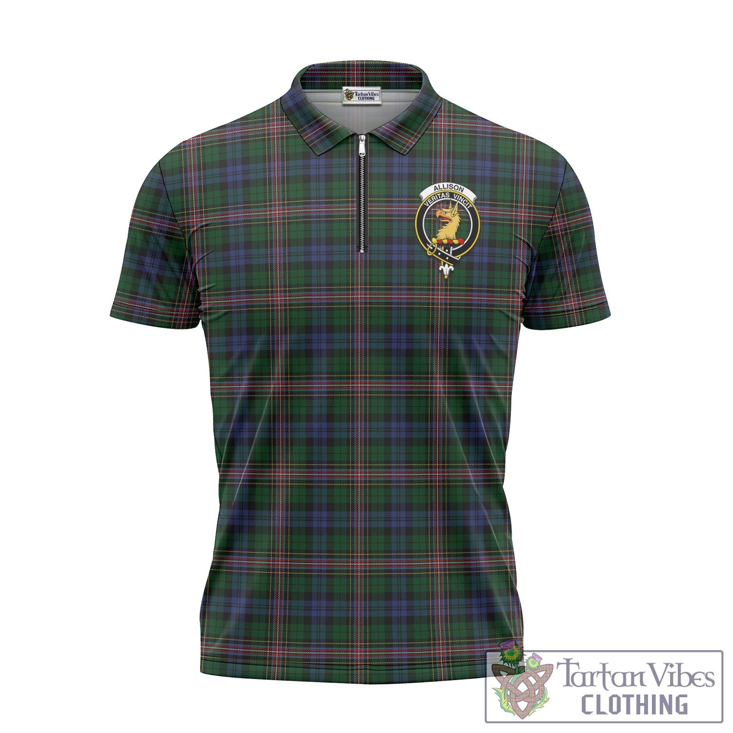 Tartan Vibes Clothing Allison Tartan Zipper Polo Shirt with Family Crest