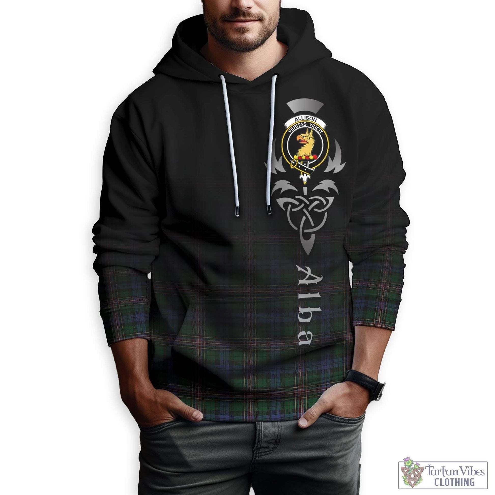 Tartan Vibes Clothing Allison Tartan Hoodie Featuring Alba Gu Brath Family Crest Celtic Inspired