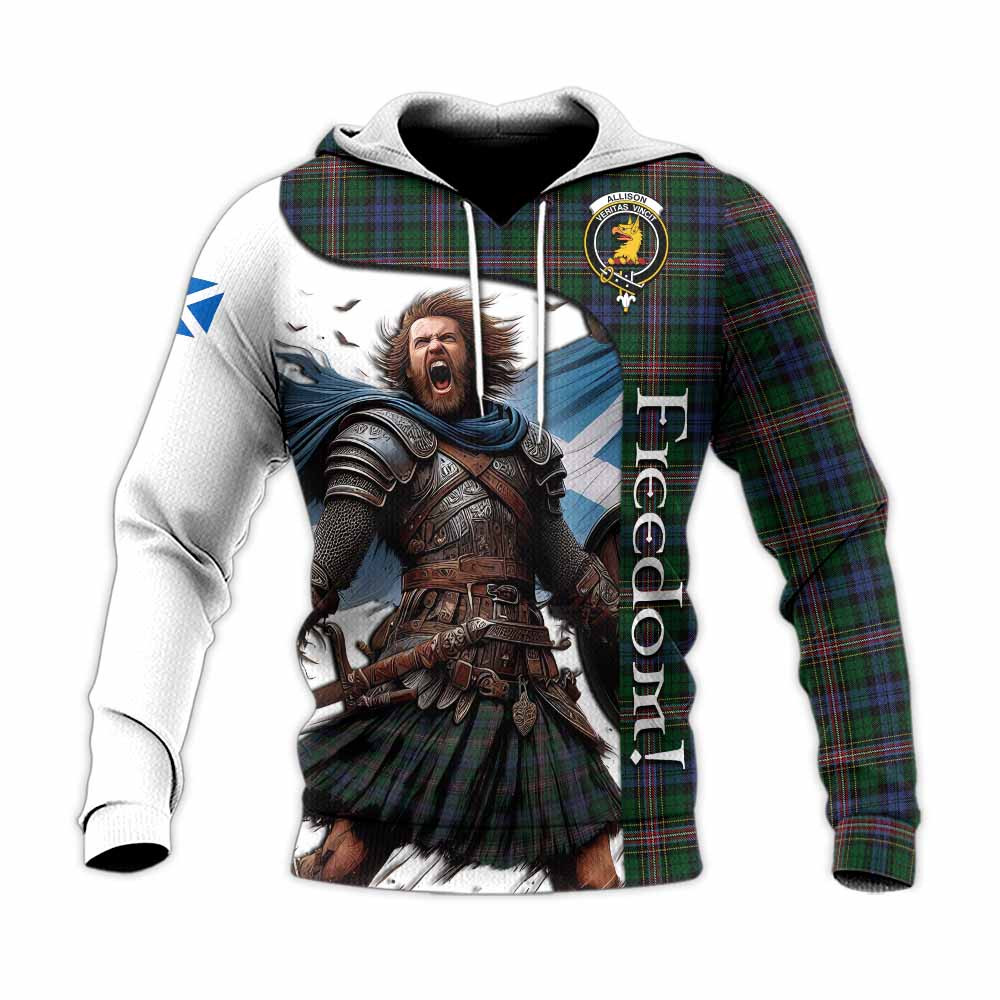 Tartan Vibes Clothing Allison Crest Tartan Knitted Hoodie Inspired by the Freedom of Scottish Warrior