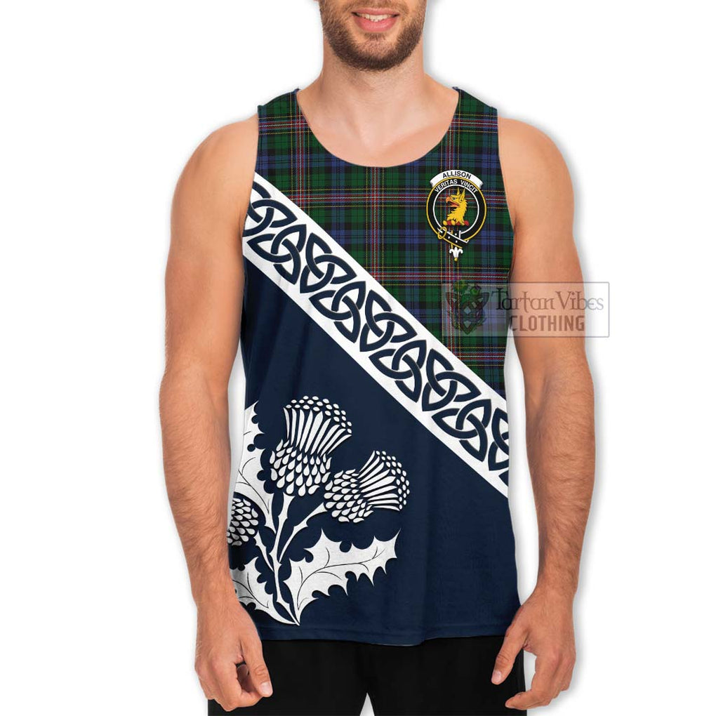 Tartan Vibes Clothing Allison Tartan Men's Tank Top Featuring Thistle and Scotland Map