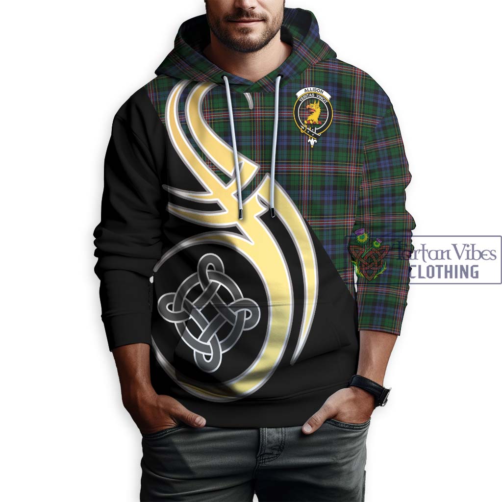 Allison Tartan Hoodie with Family Crest and Celtic Symbol Style Zip Hoodie - Tartan Vibes Clothing