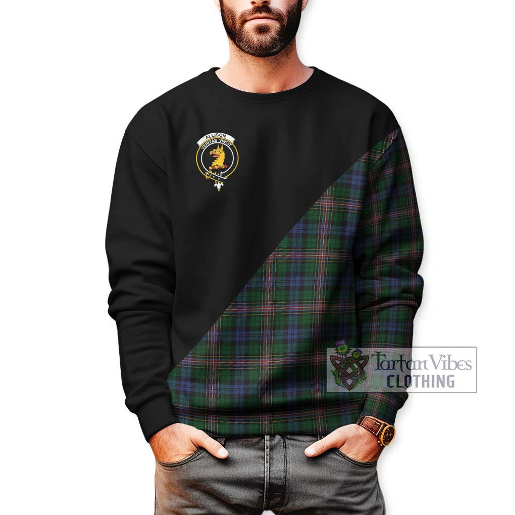 Allison Tartan Sweatshirt with Family Crest and Military Logo Style Unisex - Tartanvibesclothing Shop