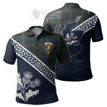 Allison Tartan Polo Shirt Featuring Thistle and Scotland Map