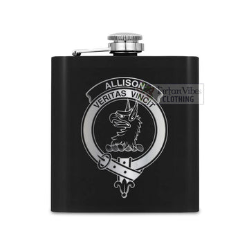 Allison Crest Hip Flask Set 7oz Black Stainless Steel with A Gift Box One Size 7oz - 2D-tartanvibesclothing