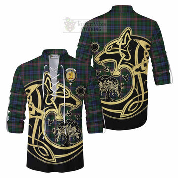 Allison Tartan Ghillie Kilt Shirt with Family Crest Celtic Wolf Style