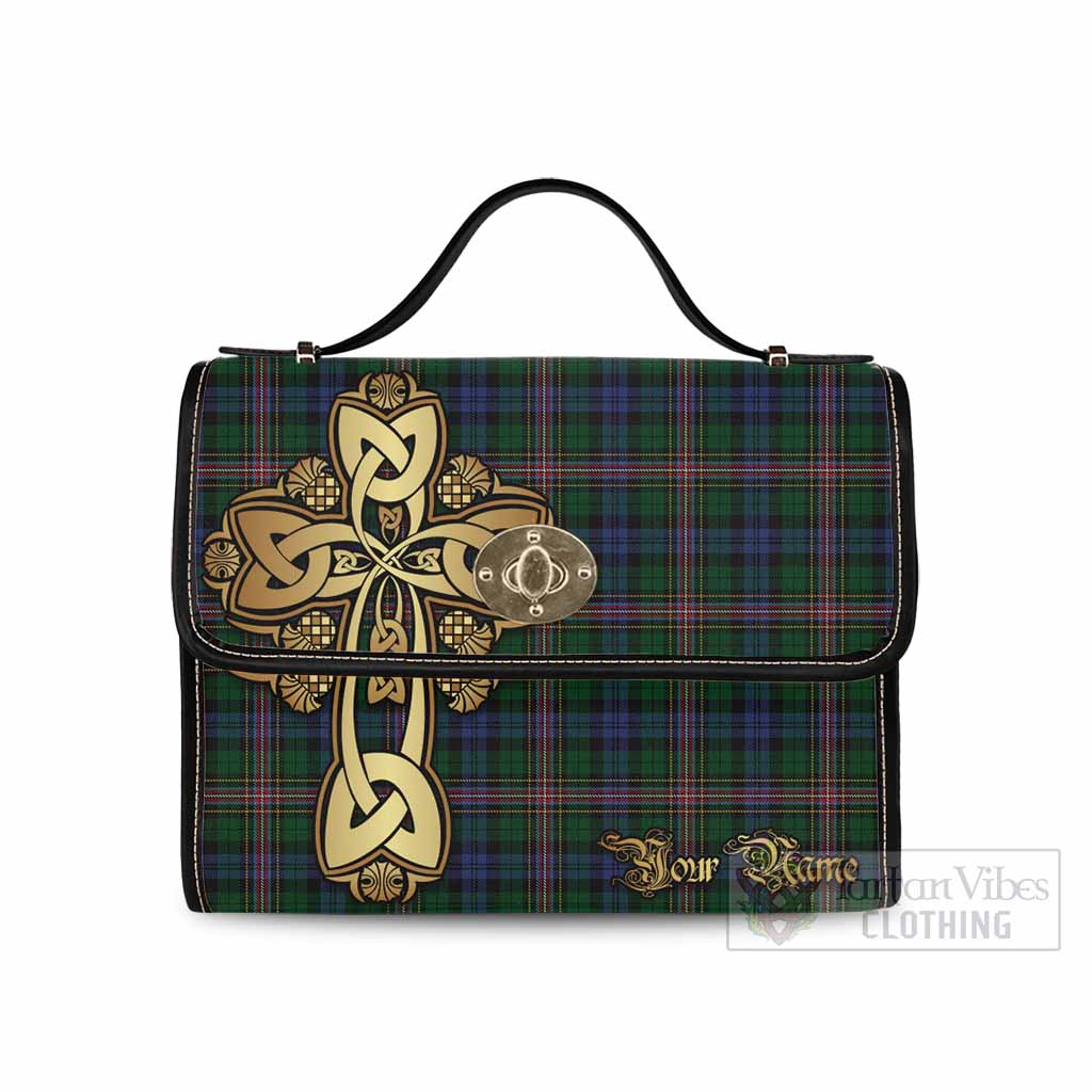 Tartan Vibes Clothing Allison Tartan Waterproof Canvas Bag Golden Thistle Celtic Cross Style