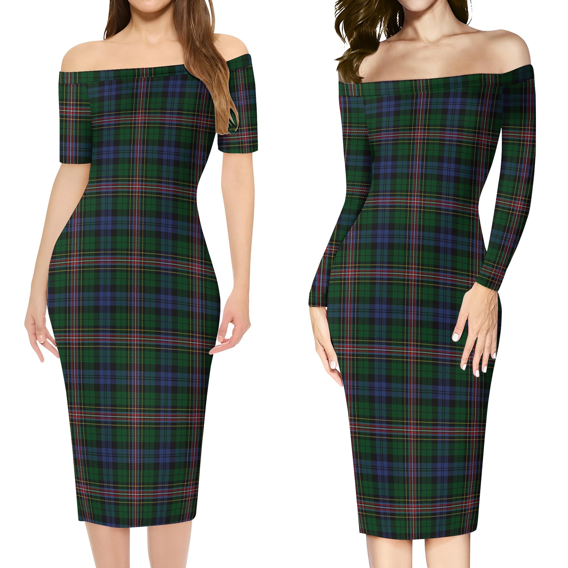 Allison Tartan Off Shoulder Lady Dress Women's Dress - Tartanvibesclothing