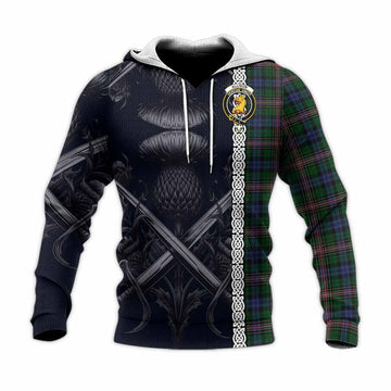 Allison Tartan Knitted Hoodie with Family Crest Cross Sword Thistle Celtic Vibes