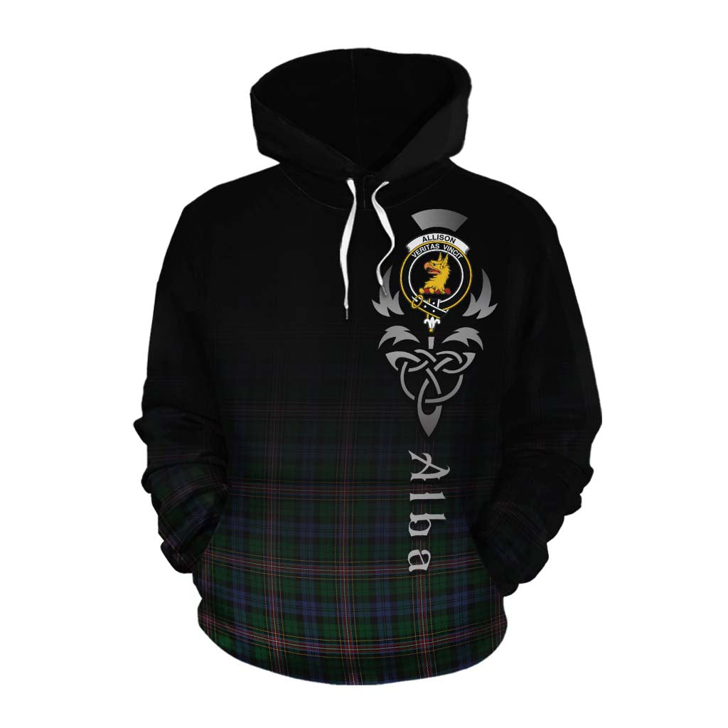 Tartan Vibes Clothing Allison Tartan Cotton Hoodie Featuring Alba Gu Brath Family Crest Celtic Inspired