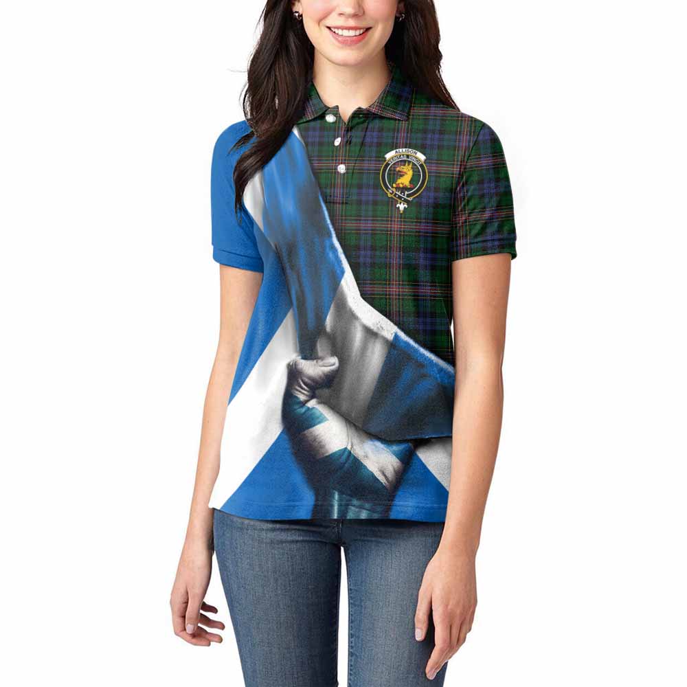 Tartan Vibes Clothing Allison Tartan Women's Polo Shirt with Family Crest Scotland Patriotic Style