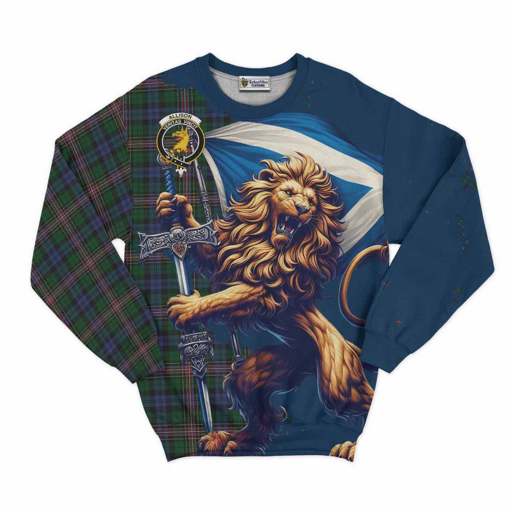 Tartan Vibes Clothing Allison Tartan Family Crest Sweatshirt with Scottish Majestic Lion