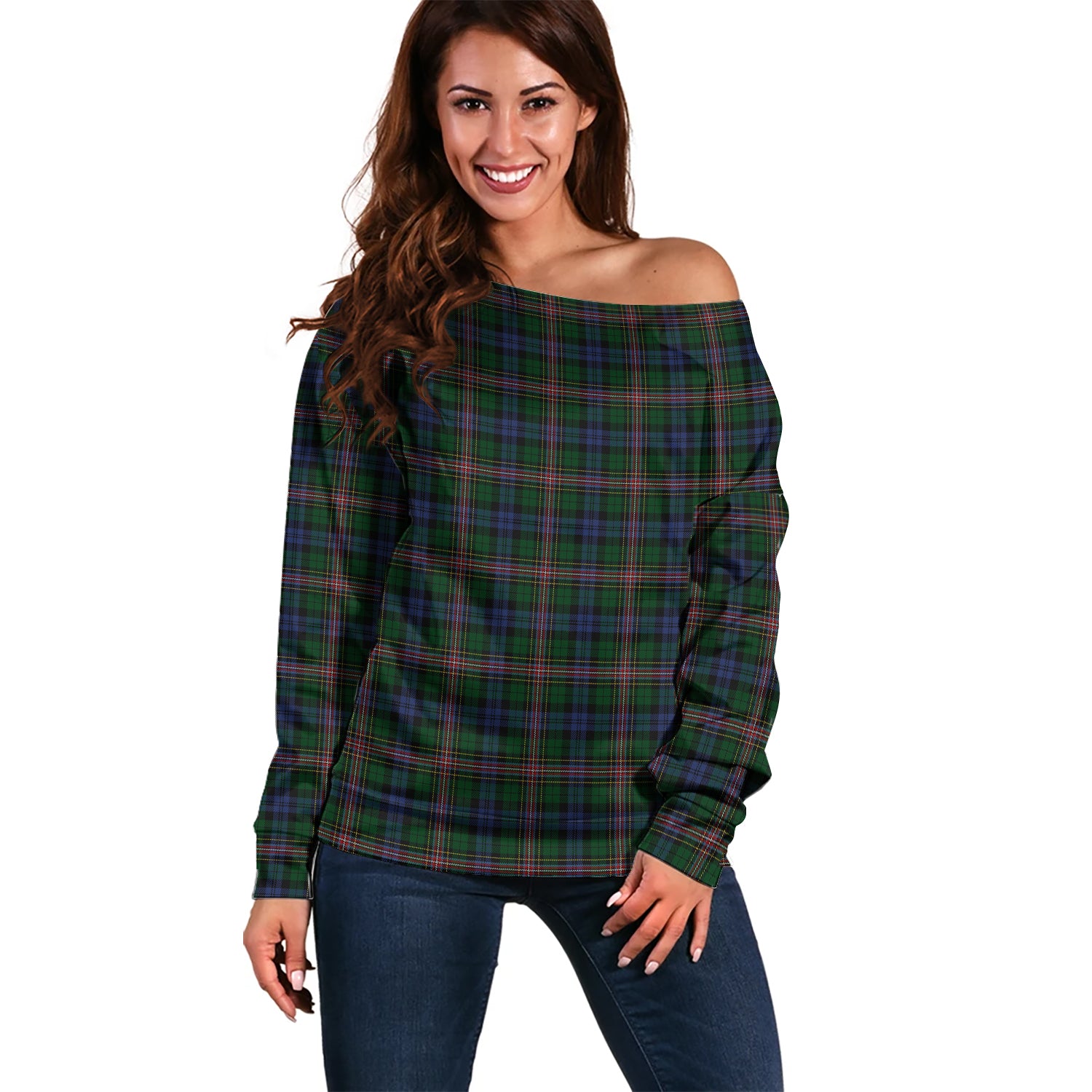 Allison Tartan Off Shoulder Women Sweater Women - Tartanvibesclothing