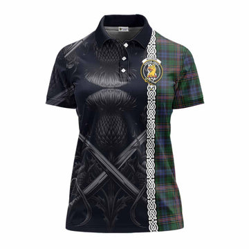 Allison Tartan Women's Polo Shirt with Family Crest Cross Sword Thistle Celtic Vibes