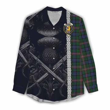 Allison Tartan Women's Casual Shirt with Family Crest Cross Sword Thistle Celtic Vibes