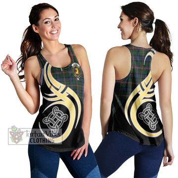 Allison Tartan Women's Racerback Tanks with Family Crest and Celtic Symbol Style