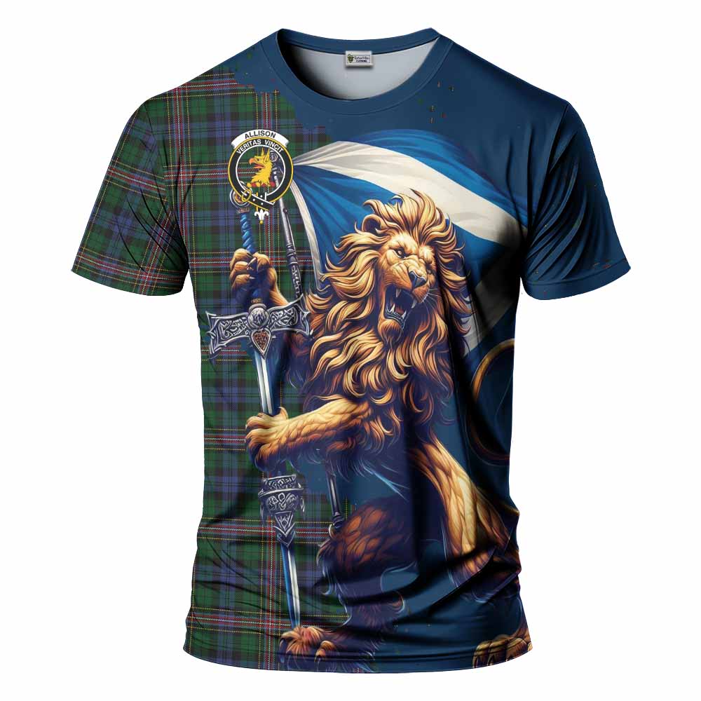 Tartan Vibes Clothing Allison Tartan Family Crest T-Shirt with Scottish Majestic Lion