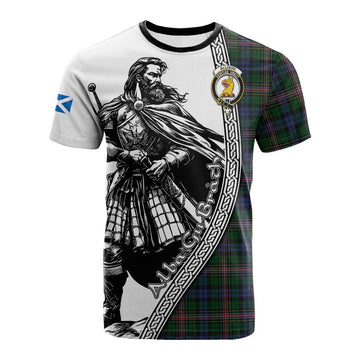 Allison Tartan Clan Crest Cotton T-shirt with Highlander Warrior Celtic Style