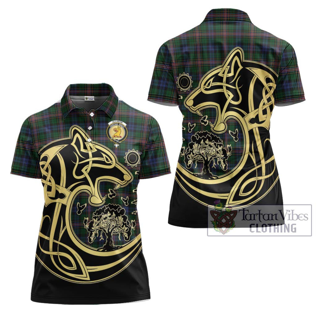 Allison Tartan Women's Polo Shirt with Family Crest Celtic Wolf Style Women - Tartanvibesclothing Shop