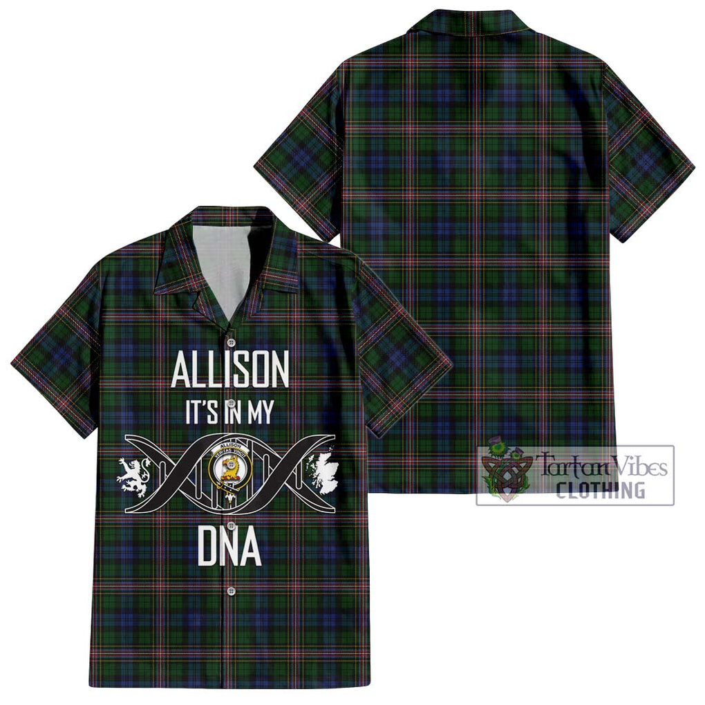 Allison Tartan Short Sleeve Button Shirt with Family Crest DNA In Me Style Kid - Tartanvibesclothing Shop