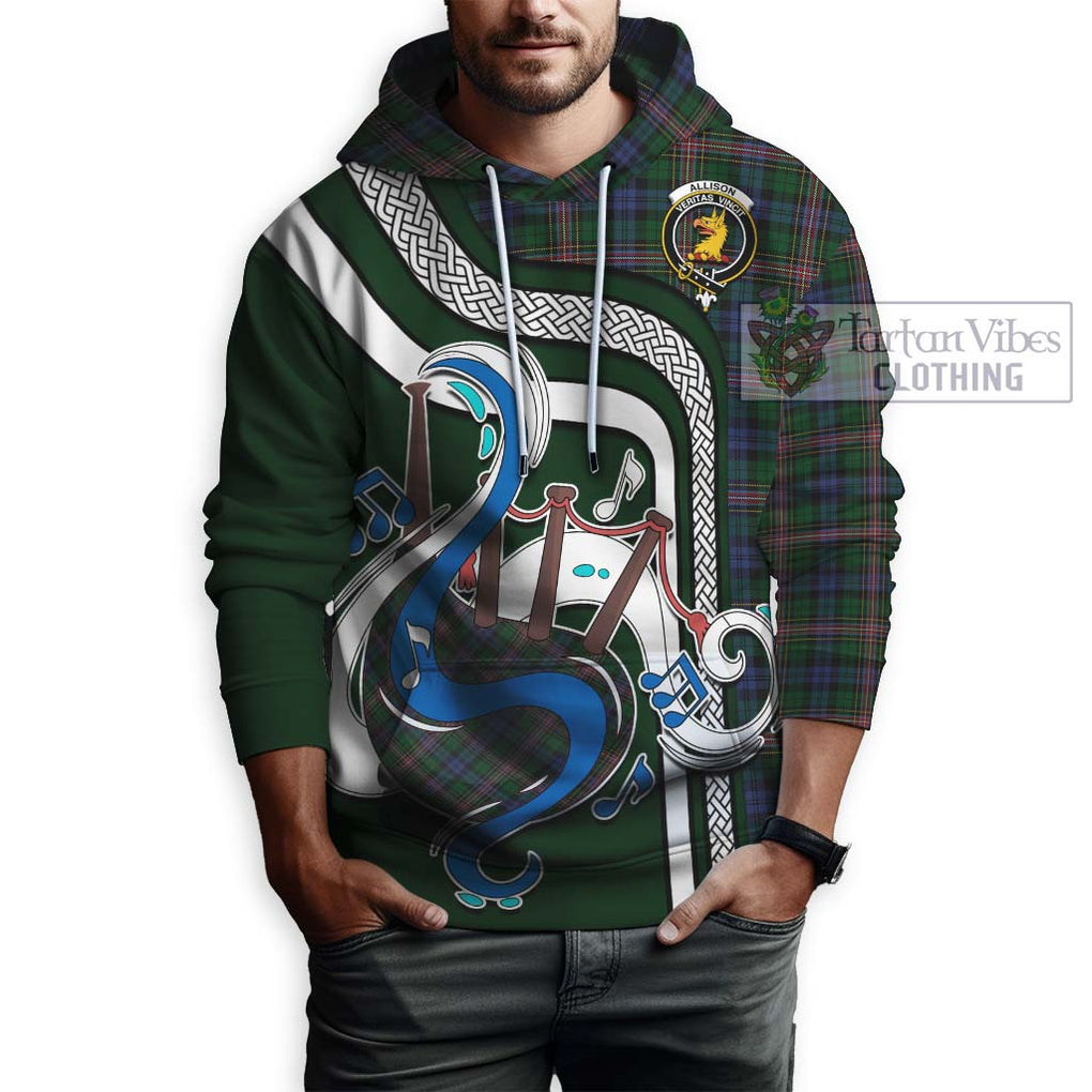 Allison Tartan Hoodie with Epic Bagpipe Style Zip Hoodie - Tartanvibesclothing Shop