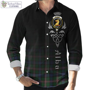 Allison Tartan Long Sleeve Button Up Featuring Alba Gu Brath Family Crest Celtic Inspired