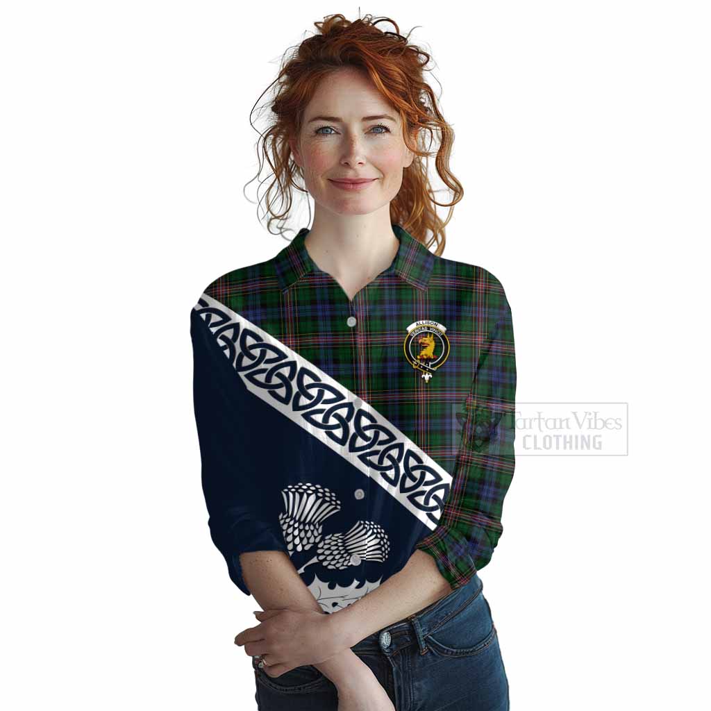 Tartan Vibes Clothing Allison Tartan Women's Casual Shirt Featuring Thistle and Scotland Map