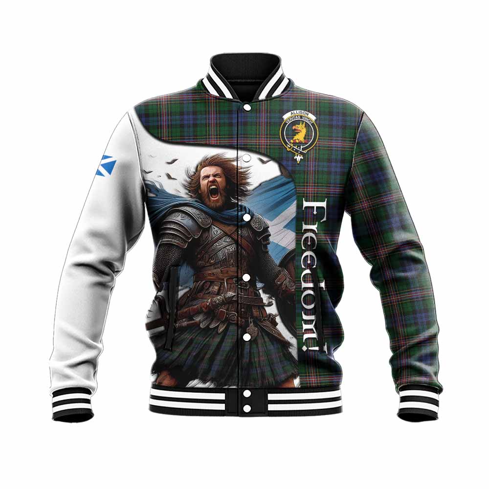 Tartan Vibes Clothing Allison Crest Tartan Baseball Jacket Inspired by the Freedom of Scottish Warrior