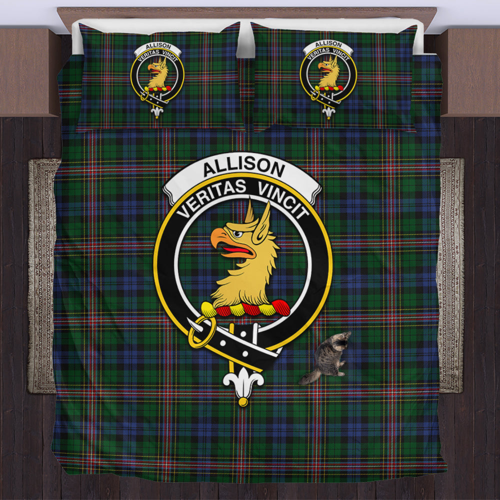 Allison Tartan Bedding Set with Family Crest US Bedding Set - Tartan Vibes Clothing