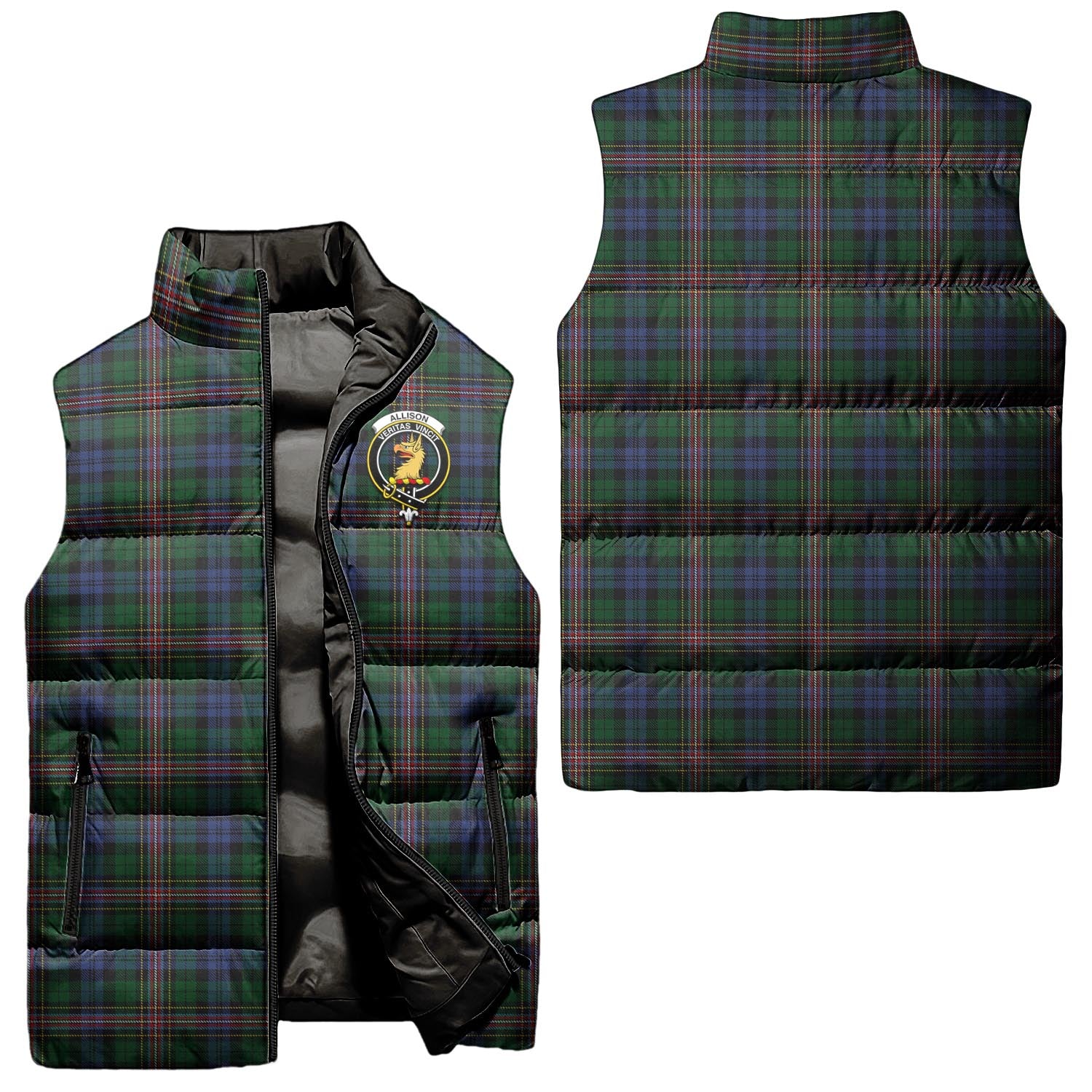 Allison Tartan Sleeveless Puffer Jacket with Family Crest Unisex - Tartanvibesclothing