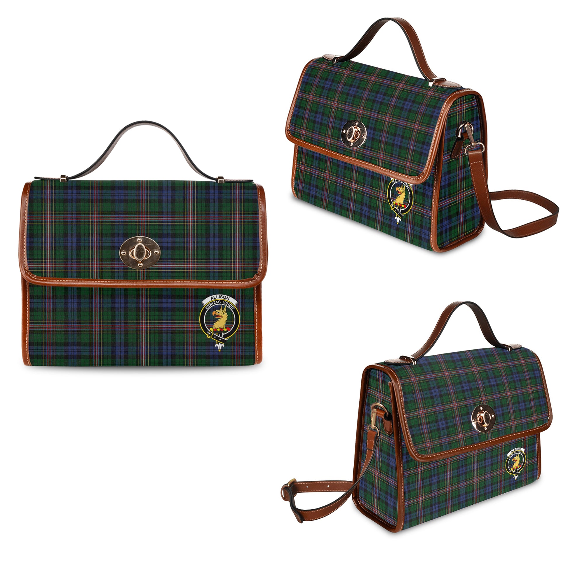 Allison Tartan Leather Strap Waterproof Canvas Bag with Family Crest One Size 34cm * 42cm (13.4" x 16.5") - Tartanvibesclothing