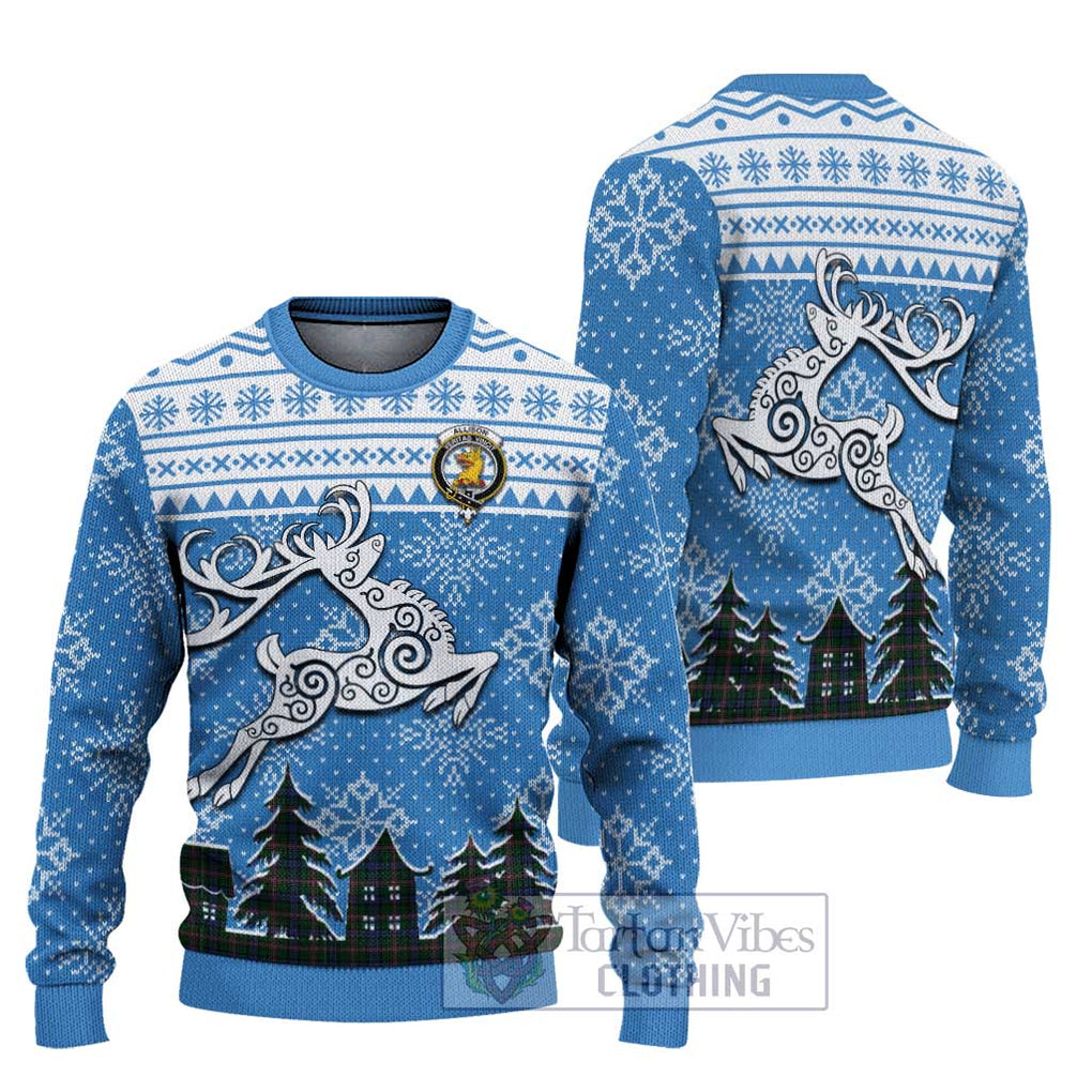 Tartan Vibes Clothing Allison Clan Christmas Ugly Sweater with Tartan and Celtic Raindeer Style