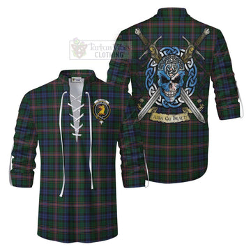 Allison Tartan Ghillie Kilt Shirt with Family Crest Celtic Skull Style