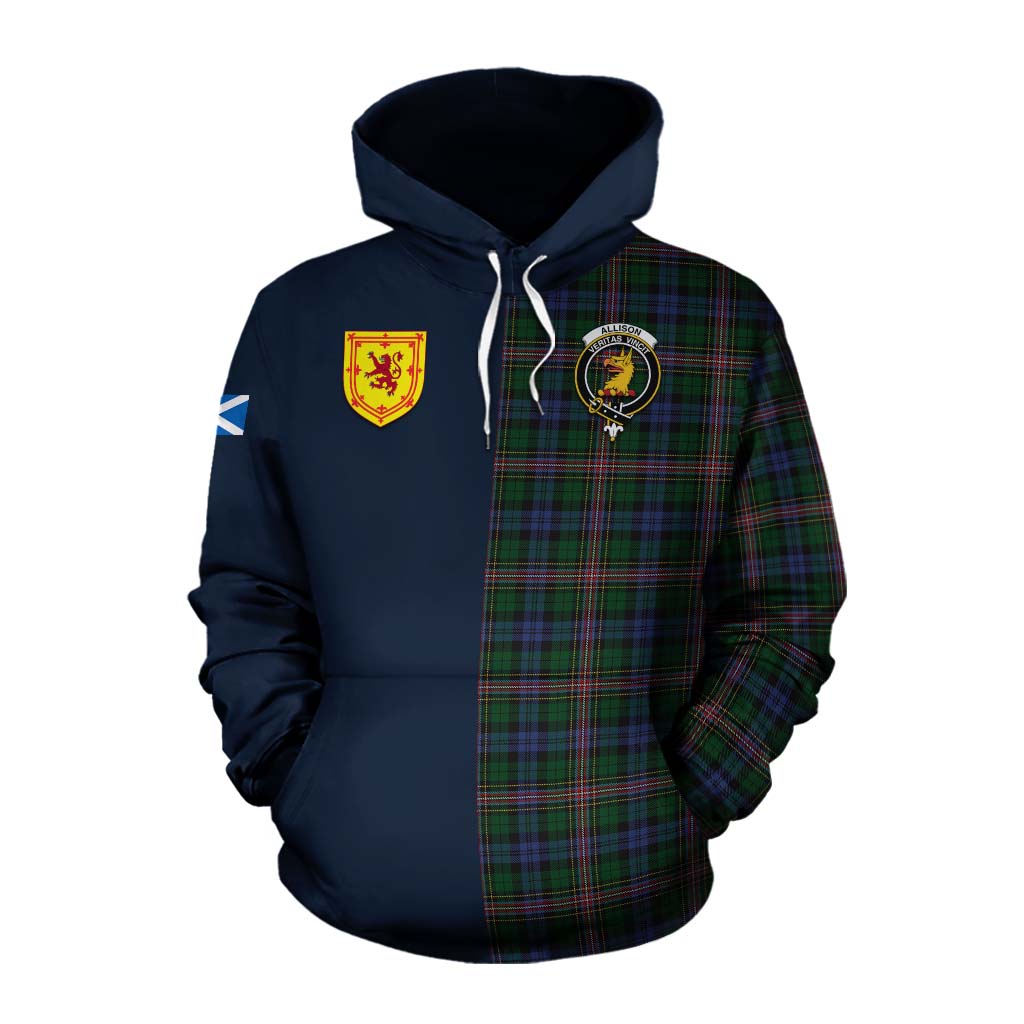 Tartan Vibes Clothing Allison Tartan Cotton Hoodie Alba with Scottish Lion Royal Arm Half Style