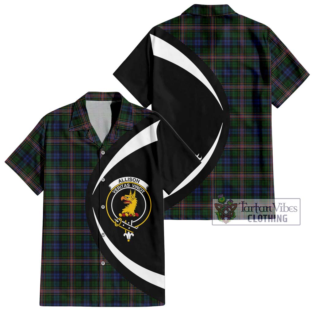 Allison Tartan Short Sleeve Button Up with Family Crest Circle Style Kid - Tartan Vibes Clothing