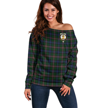 Allison Tartan Off Shoulder Women Sweater with Family Crest