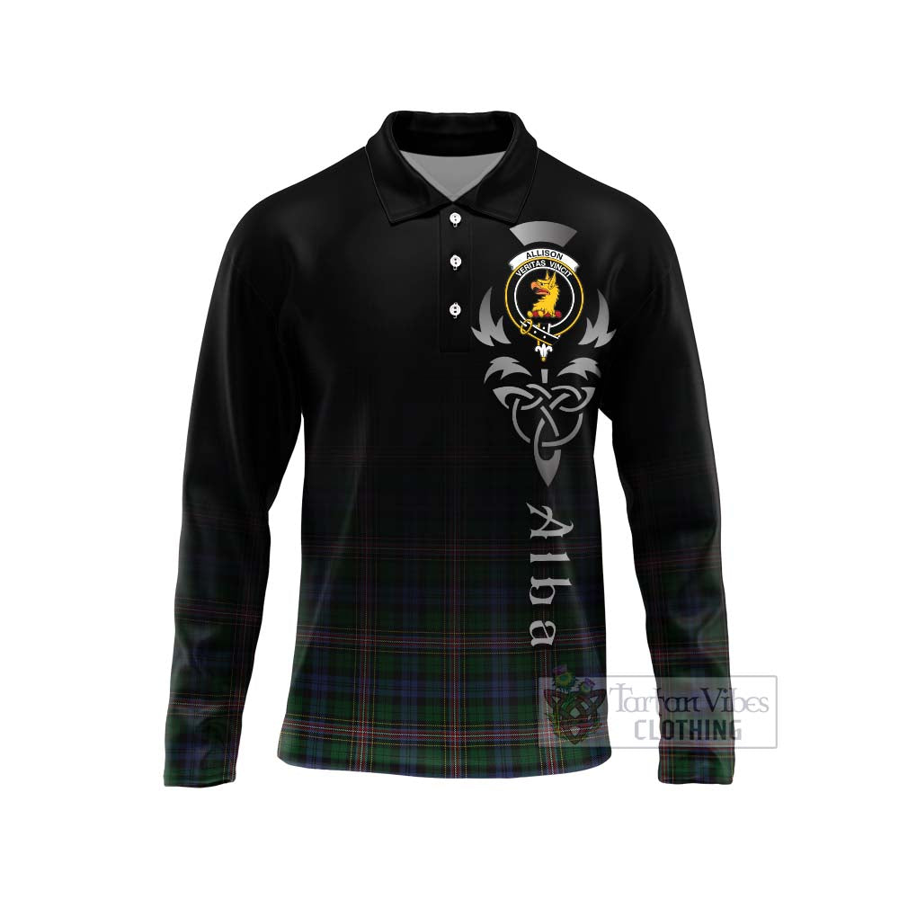 Tartan Vibes Clothing Allison Tartan Long Sleeve Polo Shirt Featuring Alba Gu Brath Family Crest Celtic Inspired