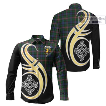 Allison Tartan Long Sleeve Button Shirt with Family Crest and Celtic Symbol Style