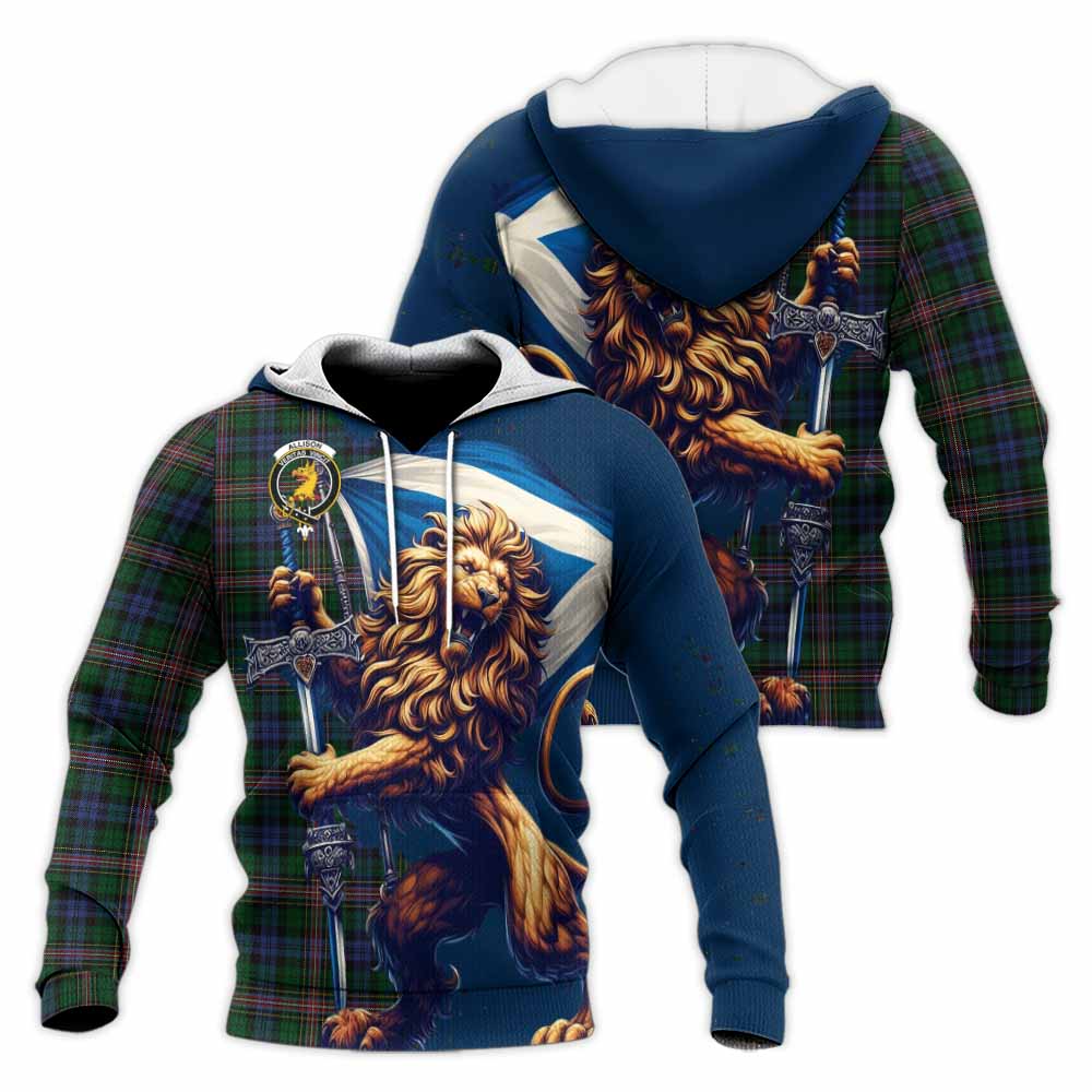 Tartan Vibes Clothing Allison Tartan Family Crest Knitted Hoodie with Scottish Majestic Lion